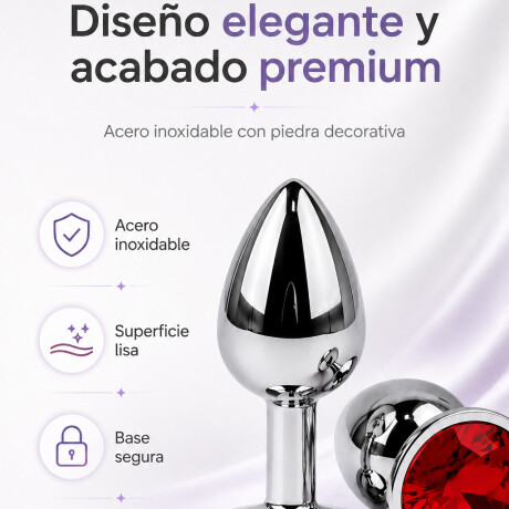 Plug Anal De Acero Con Rubí Redondo Small Plug Anal De Acero Con Rubí Redondo Small