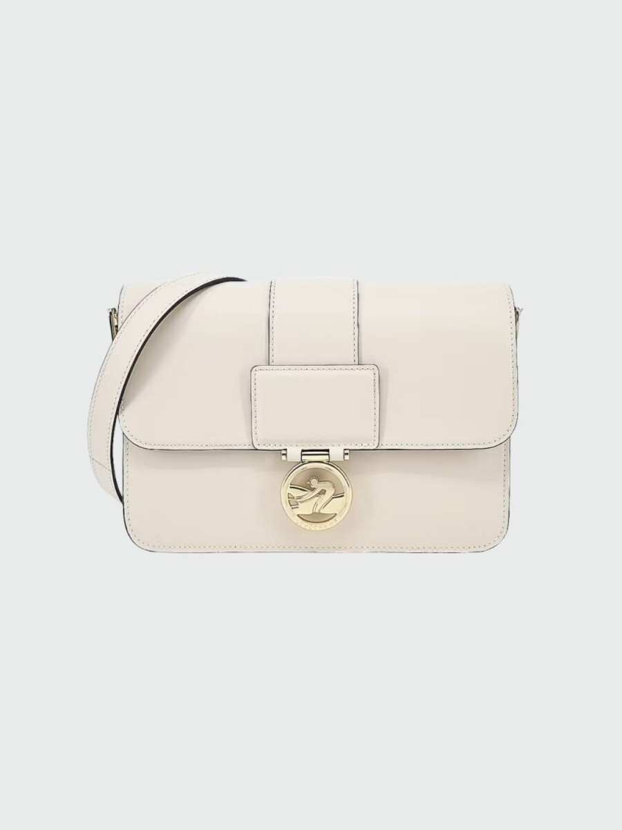 Longchamp -Cartera de cuero con solapa, Box-trot - Beige 