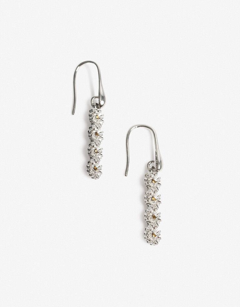 Aros Colgantes Largos Metal Aros Cortos Metal Margarita - Dorado