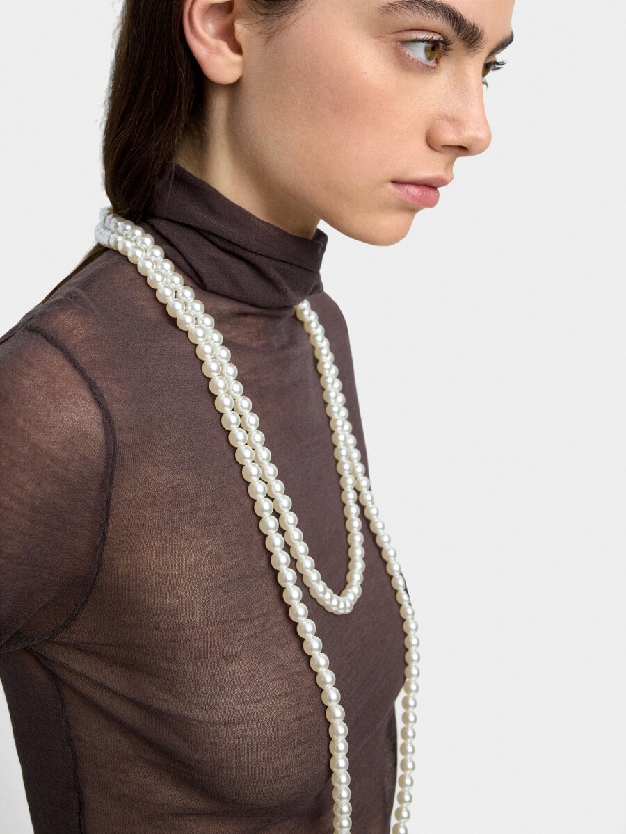 Collar De Perlas De Dos Vueltas blanco