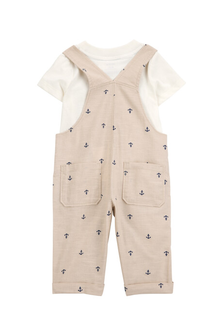 Set dos piezas de algodón, enterito corto y remera, diseño anclas Set dos piezas de algodón, enterito corto y remera, diseño anclas