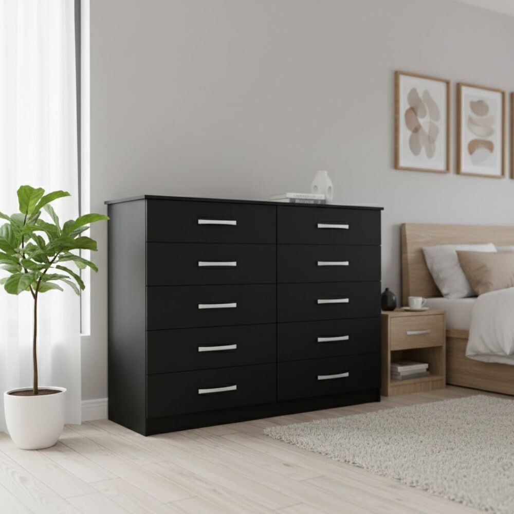 CÓMODA CAJONERA GUARDARROPA 10 CAJONES NEGRO