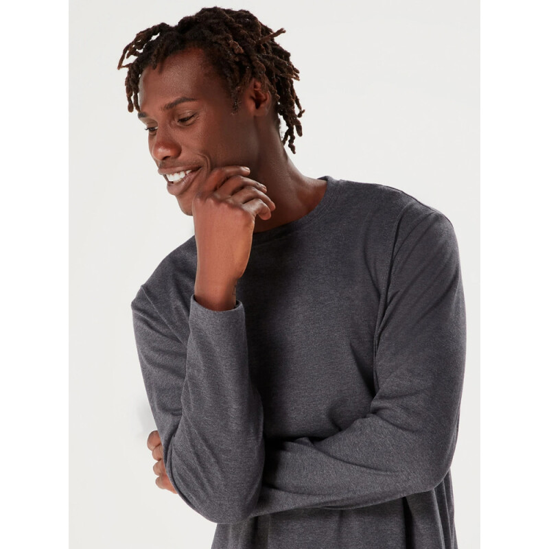 CAMISETA ML MASC PRETO MESCLA