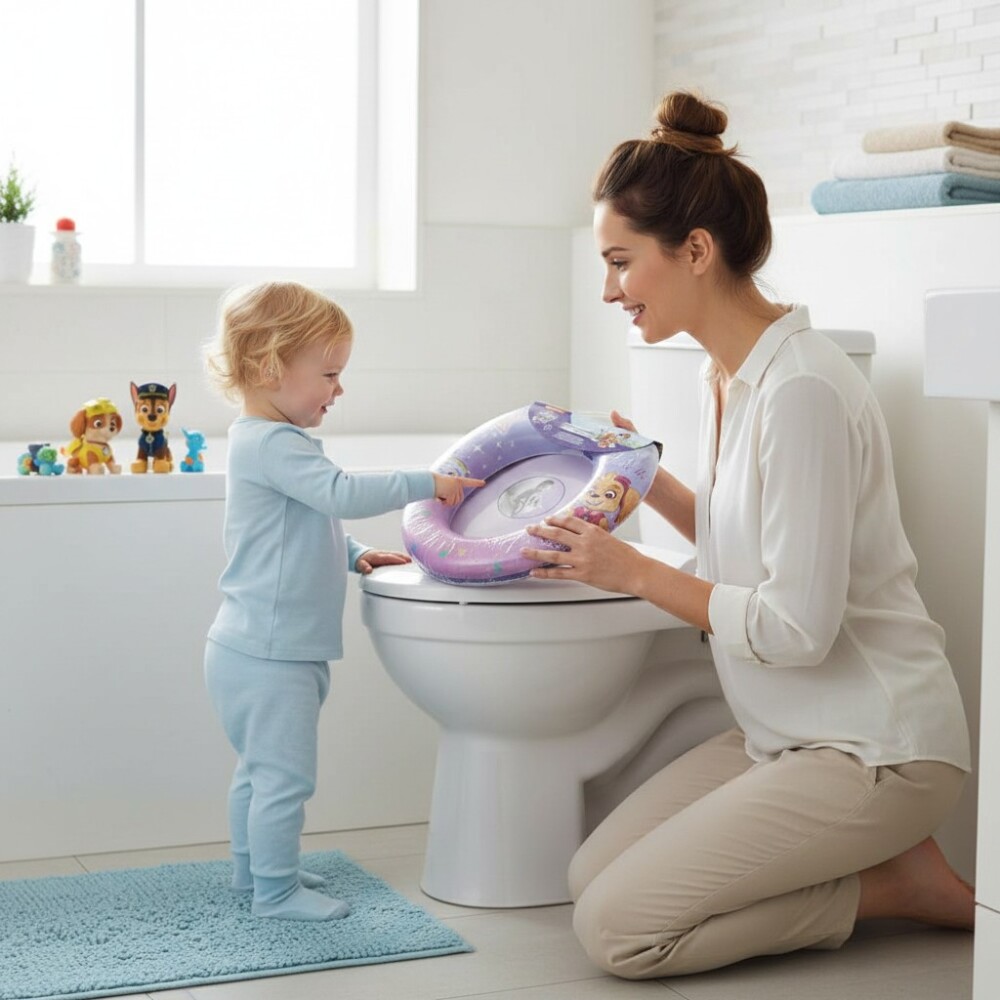 Reductor inodoro acolchonado paw patrol rosado