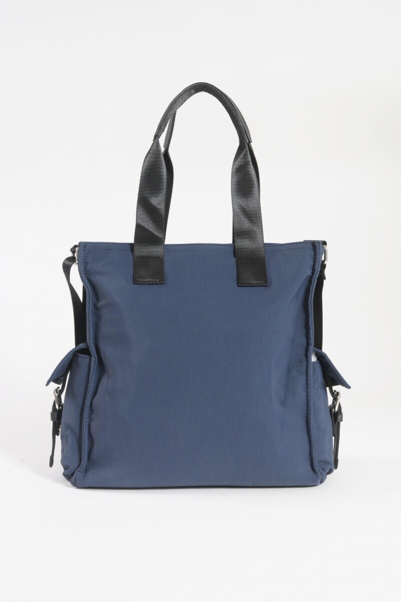 Bolso con bolsillos de tela azul