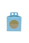 Caja 13x13x12 con visor + asa. CELESTE