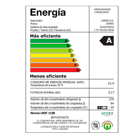 Heladera James J 373 RR Heladera James J 373 RR