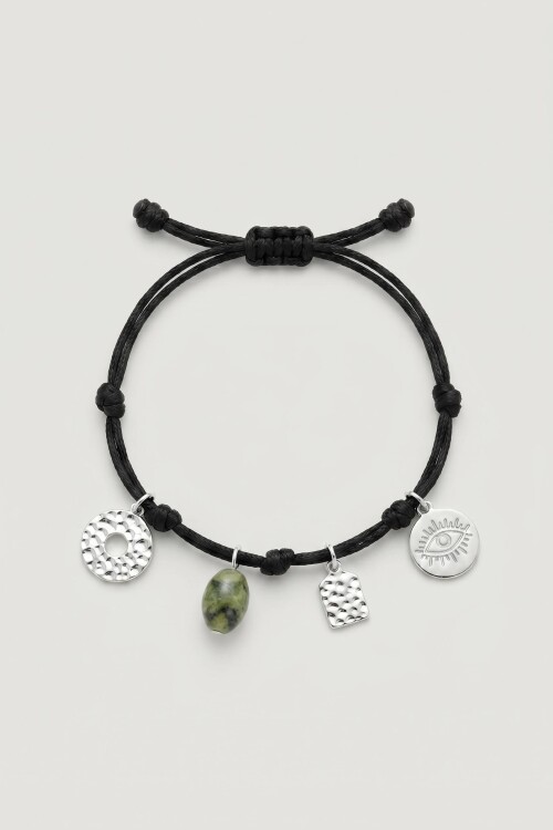 Pulsera cord dijes plateado
