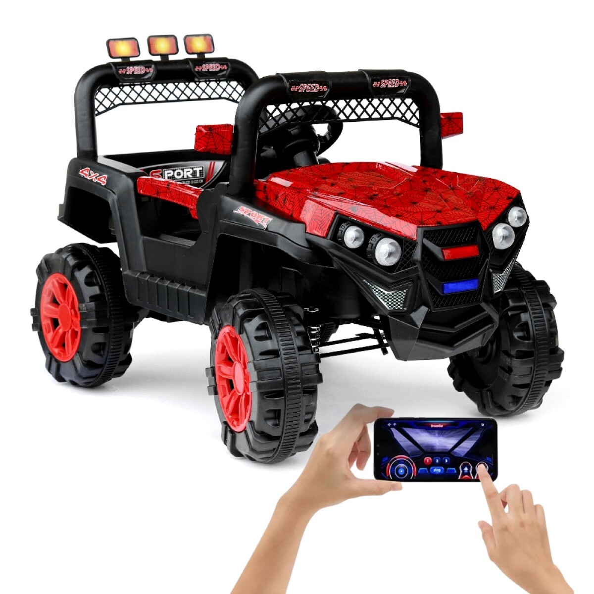 Jeep 4x4 Niños Auto Motor Batería Control USB Luces y Música - Rojo 