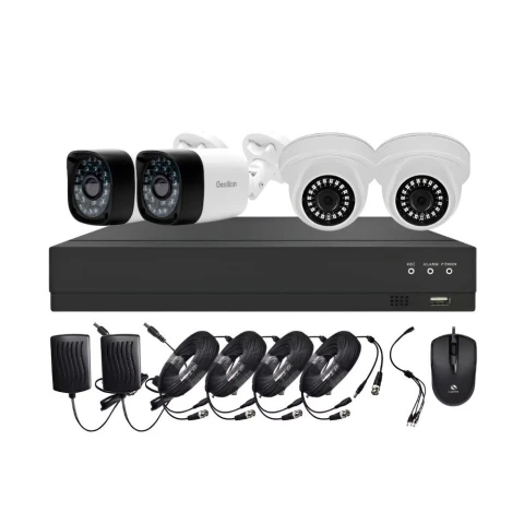 Kit DVR 4 Cámaras Exterior Interior HD Seguridad Infrarrojo Variante Color Negro