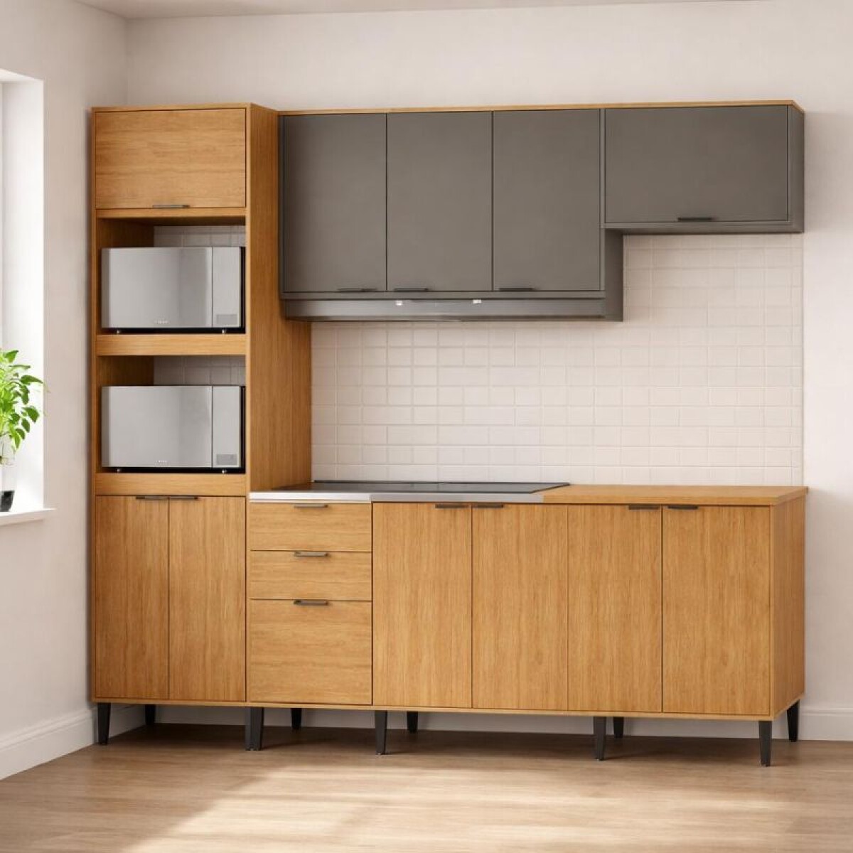 COCINA MODULADA 2.70 MT TITANIUM/FREIJO - ALPHA 