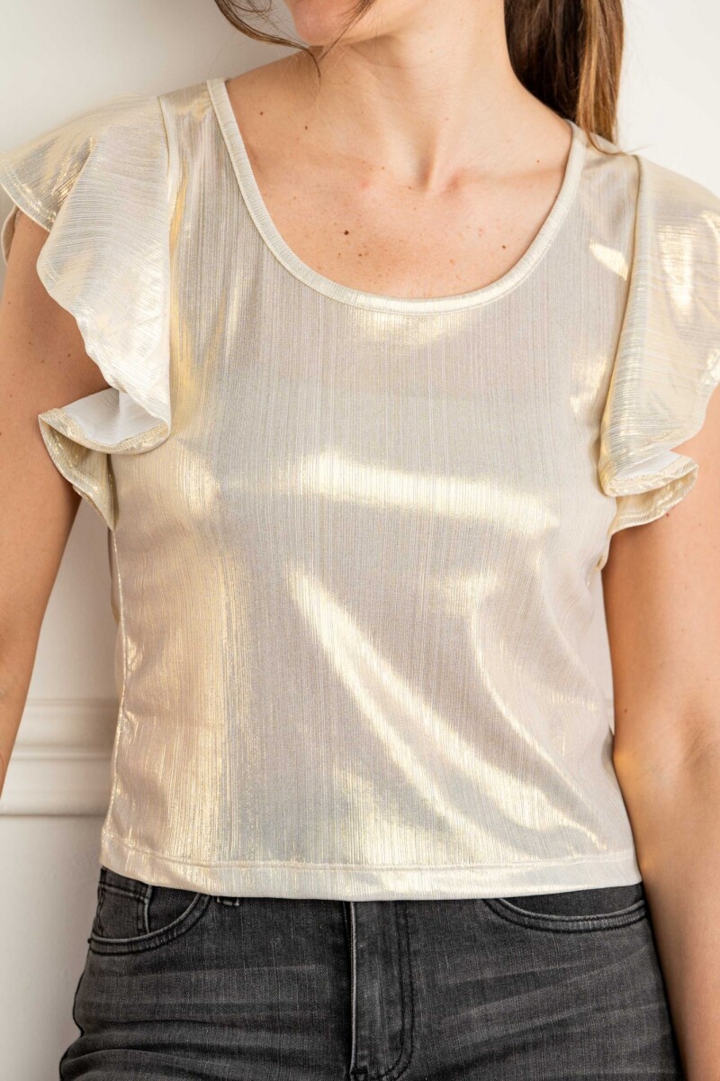 Remera Manga Volado Oro
