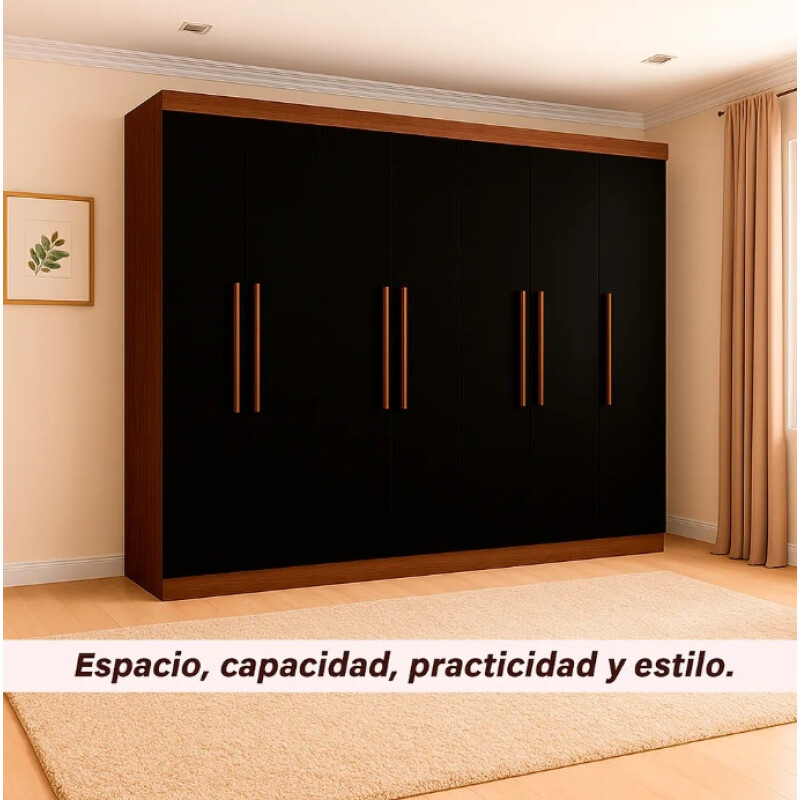 Ropero Placard 8 Puertas 10 divisiones Dormitorio Negro