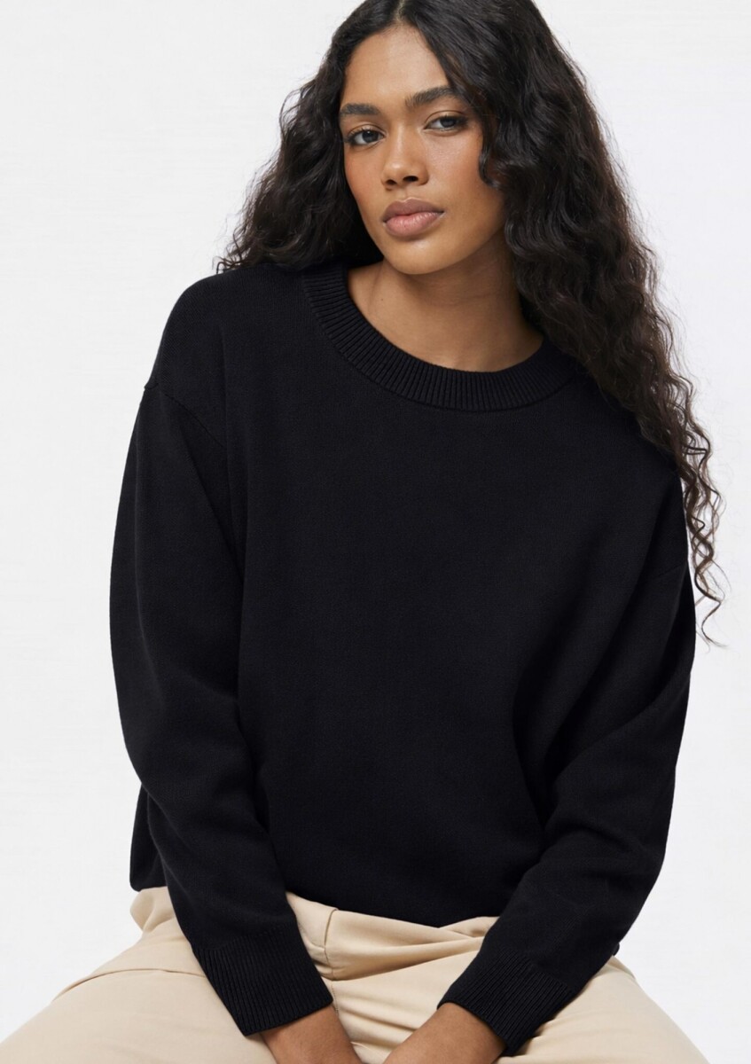 BUZO DE PUNTO - BEIGE - NEGRO 