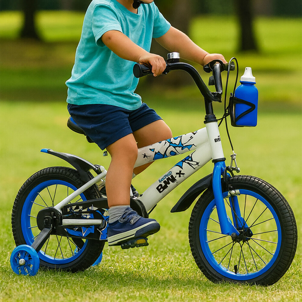 Bicicleta Infantil Rodado 12 Con Rueditas Auxiliares Y Portabotellas Blanco Blanco