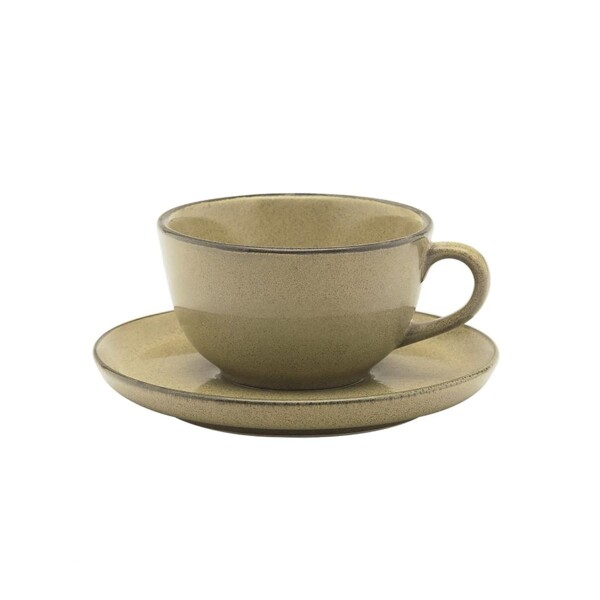 Taza de te con plato Ocre 200ml OXFORD Taza de te con plato Ocre 200ml OXFORD