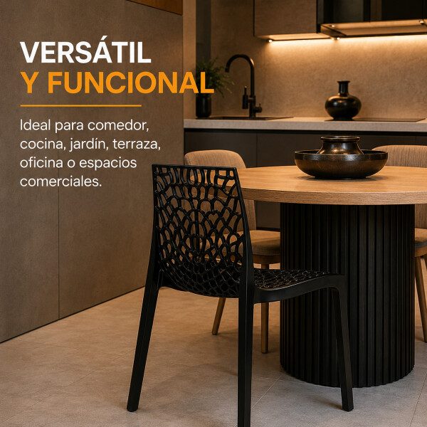 Silla Comedor ComboHome Gruvyer Pack X4 Negro 1