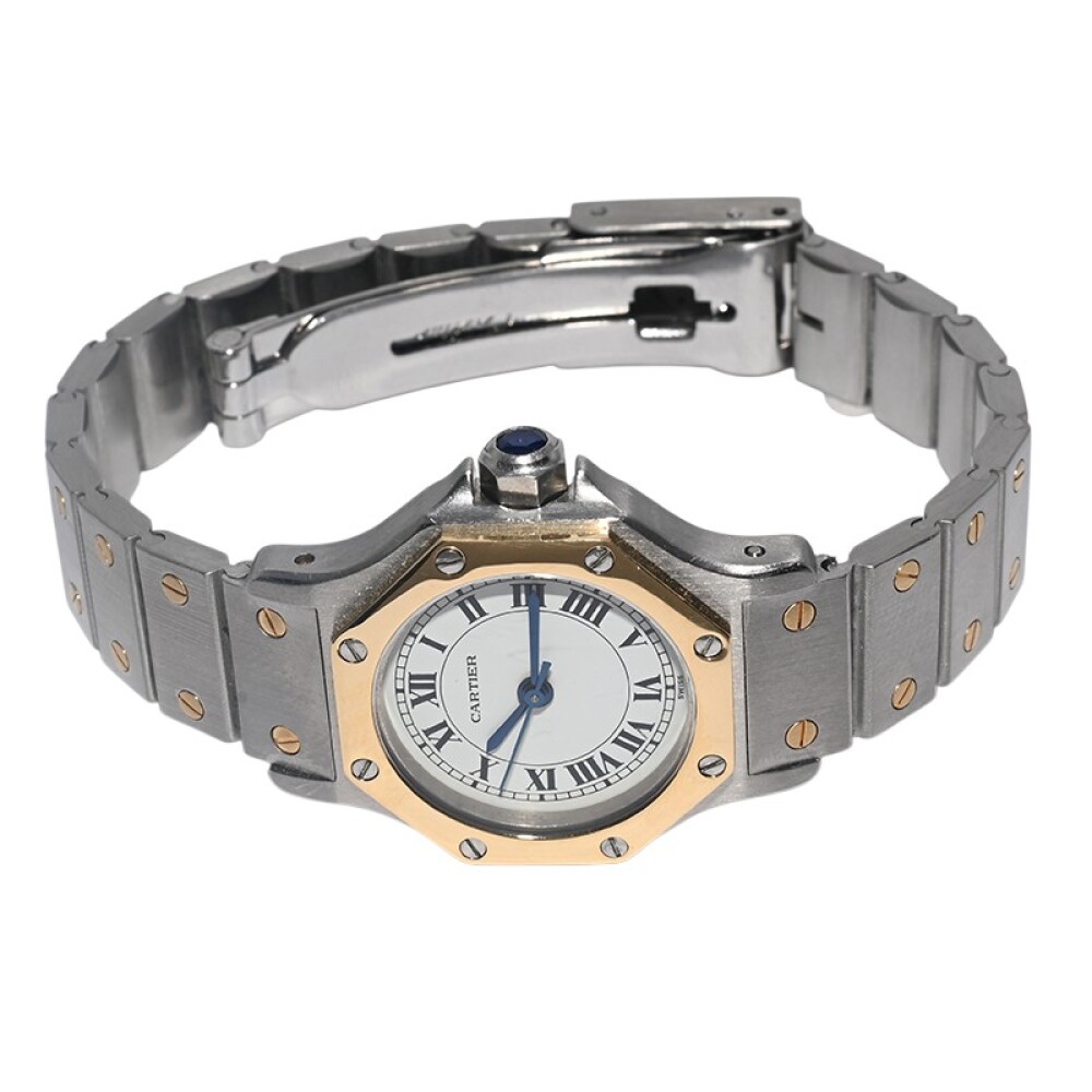 Cartier Santos Octagon Dama, 25 mm, acero y oro, modelo 0907, automático. Cartier Santos Octagon Dama, 25 mm, acero y oro, modelo 0907, automático.