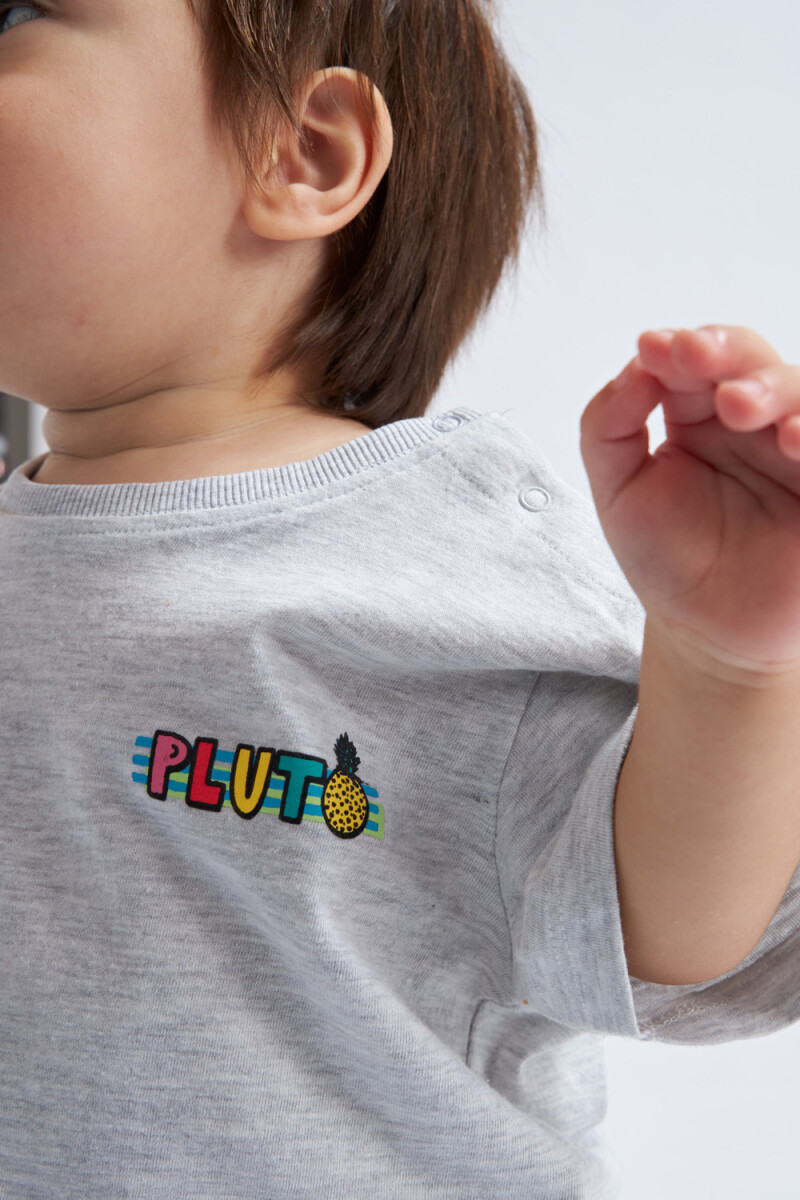 Camiseta manga corta estampada Pluto -gris melange