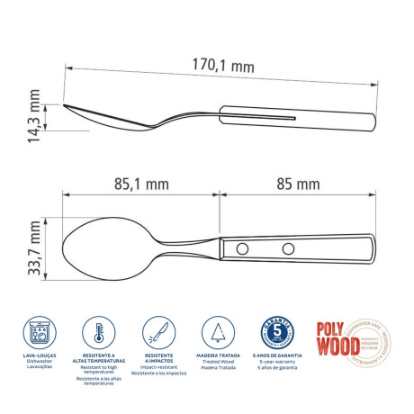 Cuchara Postre Polywood Acero Inoxidable Tramontina Cuchara Postre Polywood Acero Inoxidable Tramontina