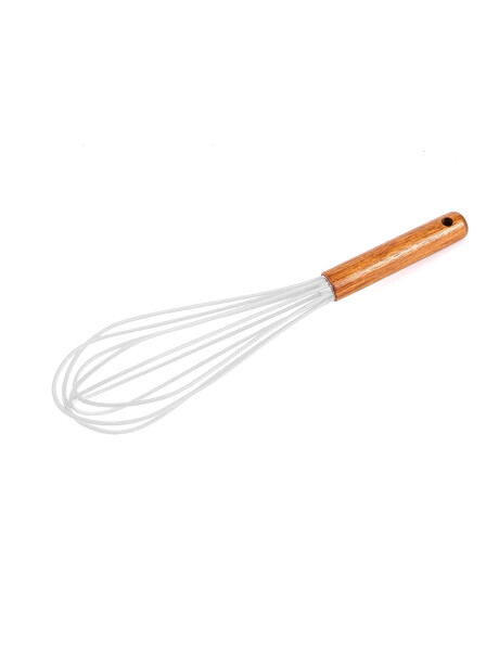 BATIDOR MANUAL SILICONA MANGO ACACIA BLANCO 25CM BATIDOR MANUAL SILICONA MANGO ACACIA BLANCO 25CM