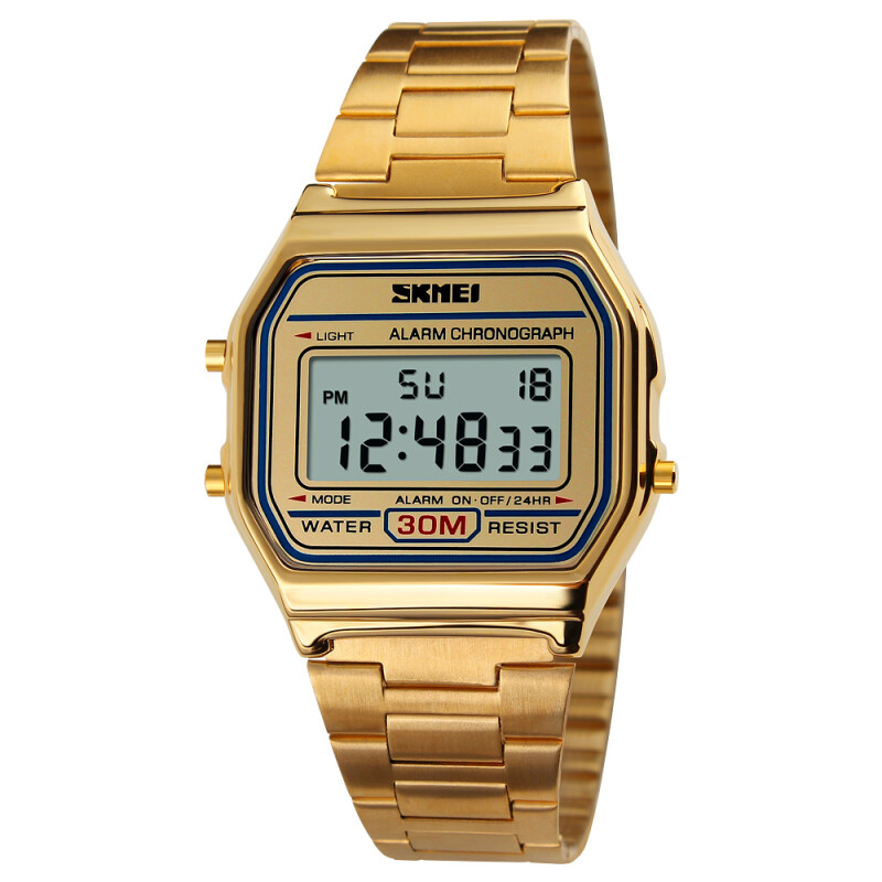 Reloj Skmei 1123GD Unisex Digital con Correa de Acero Dorada Dorado
