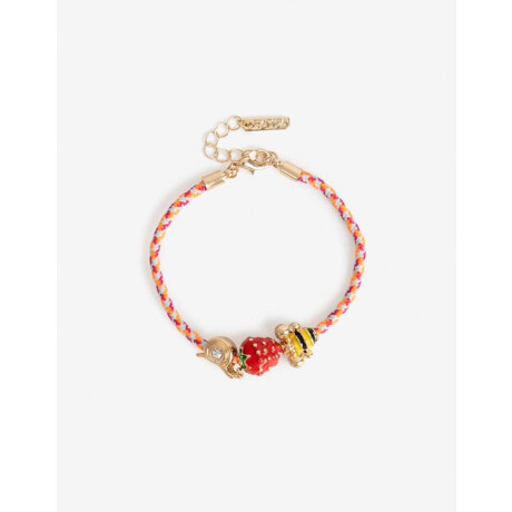 Pulsera Cordón Y Dijes Dorado