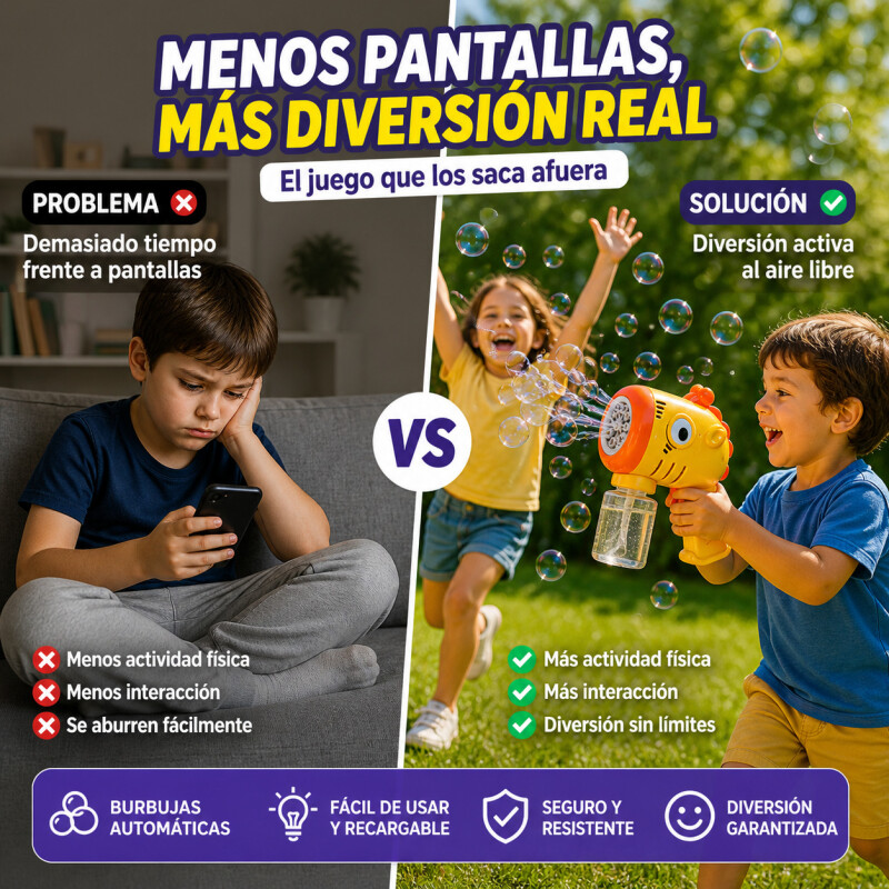 Pistola Burbuja Automatica Burbujero Juguete Recargable Jirafa