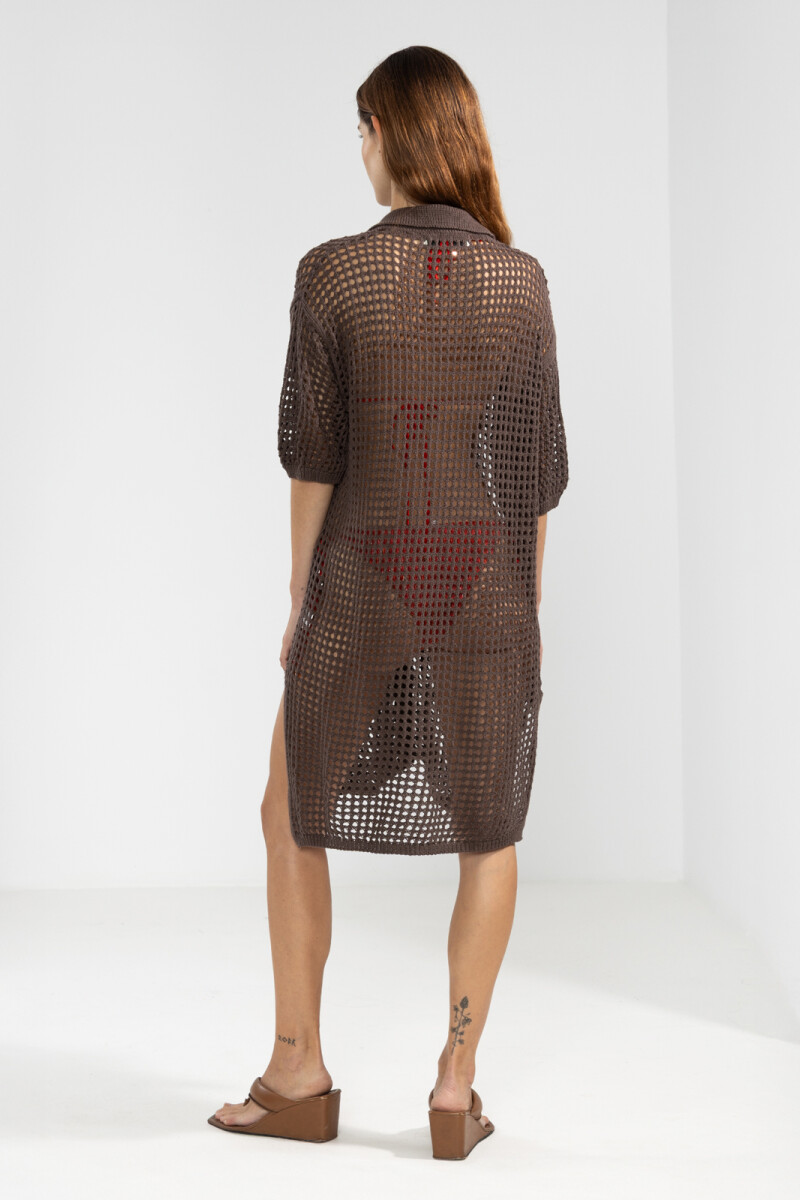 LONG KNIT SHIRT Chocolate