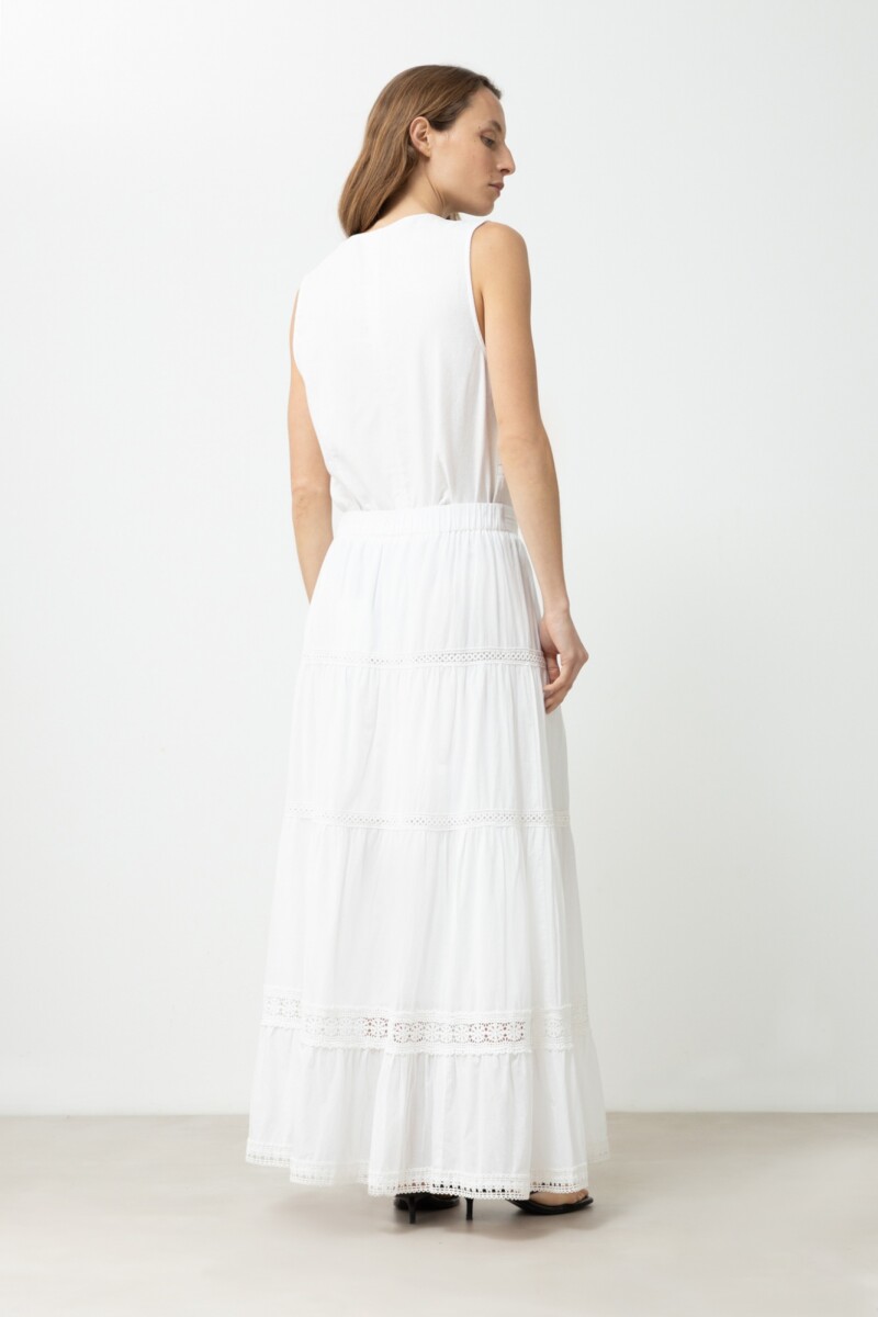 Maxi falda con puntillas blanco