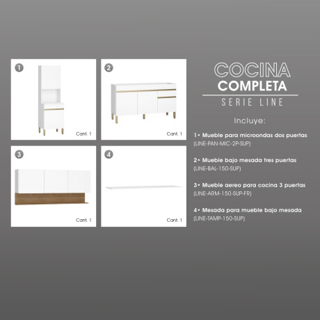 JUEGO DE COCINA MODULAR MOBILIARIO MDP LINE BLANCO