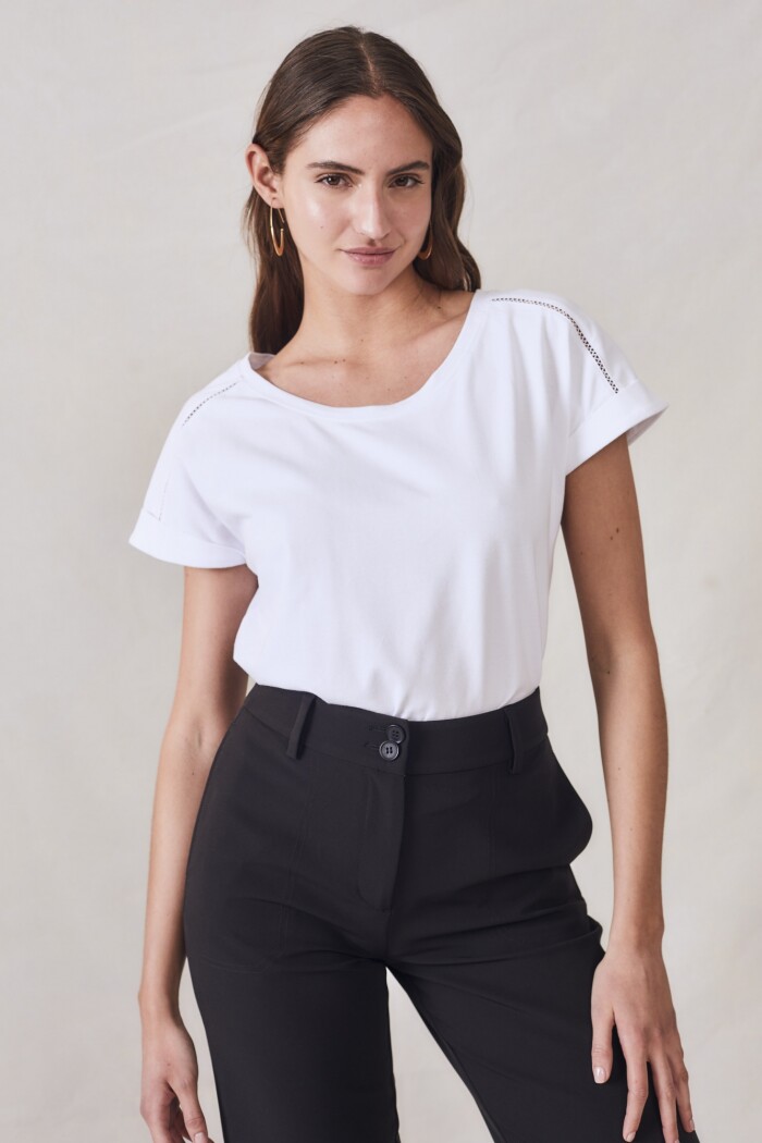 Remera Algodon Elastano Blanco