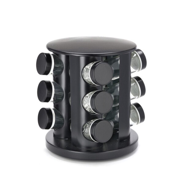Especiero Giratorio 12 Frascos Vidrio Para Condimentos Cocina Acero Inoxidable Imback Negro Especiero Giratorio 12 Frascos Vidrio Para Condimentos Cocina Acero Inoxidable Imback Negro