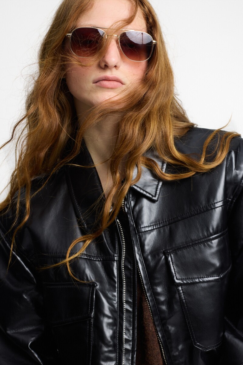 CHAQUETA BIKER CORTA Negro