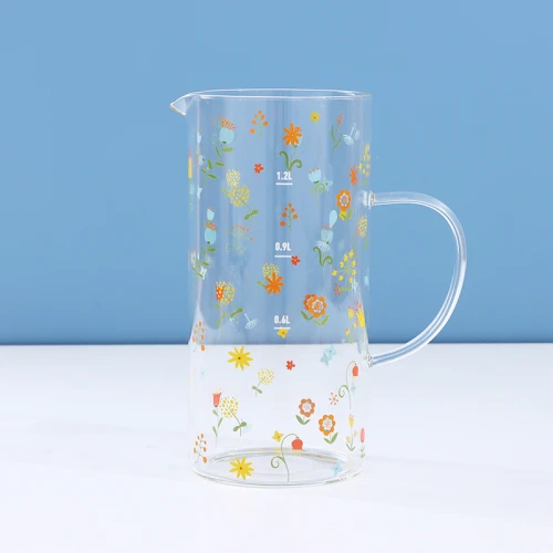 Jarra De Vidrio Borosilicato - Flores - 1.2 L Jarra De Vidrio Borosilicato - Flores - 1.2 L