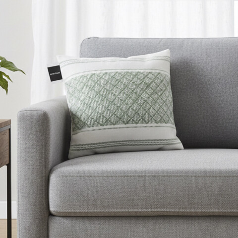 Almohadón Blanco con Bordado Home Class 42x42 cm VERDE