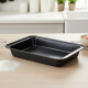 Asadera honda antiadherente rectangular 37,5x25,5x5 cm GRIS