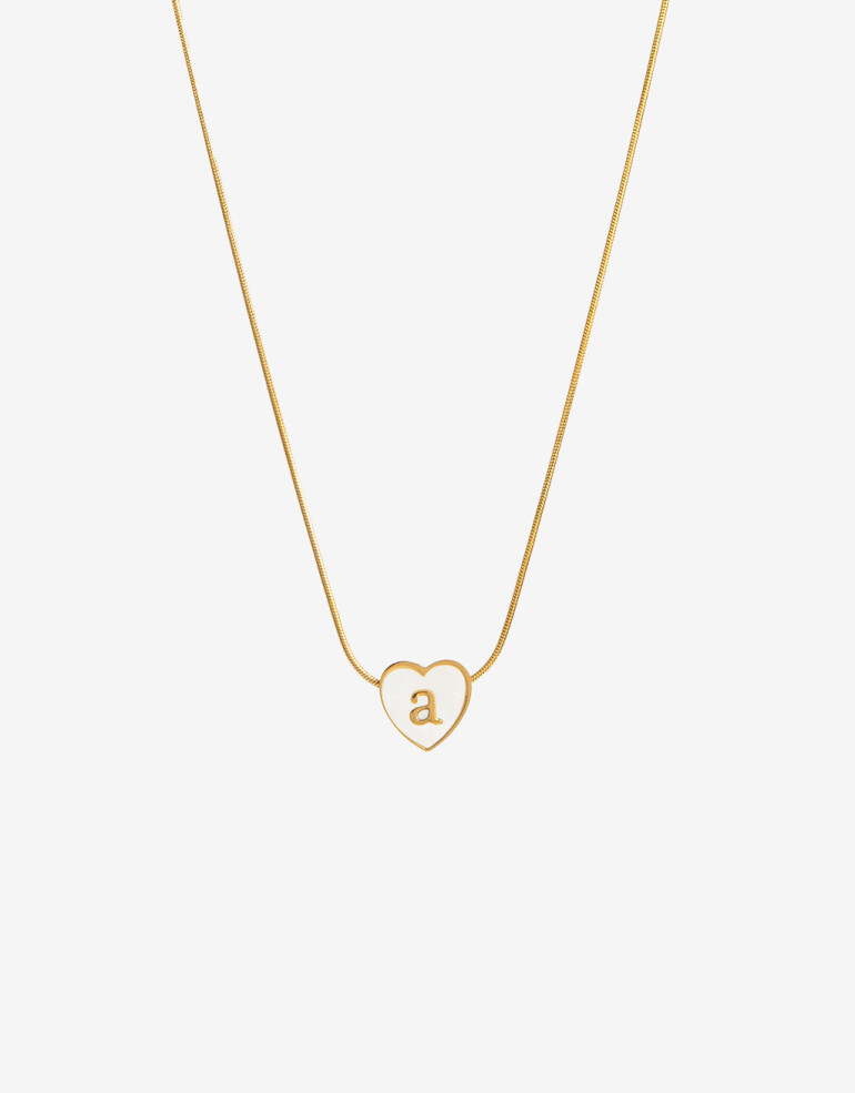 Cadena Corta con Dije Piedras Cadena De Acero Dije Inicial "a" - Dorado
