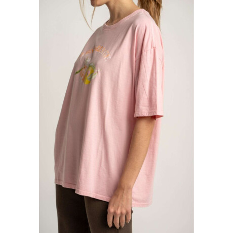 Remera Algodon Lavado Print Citrico Rosa