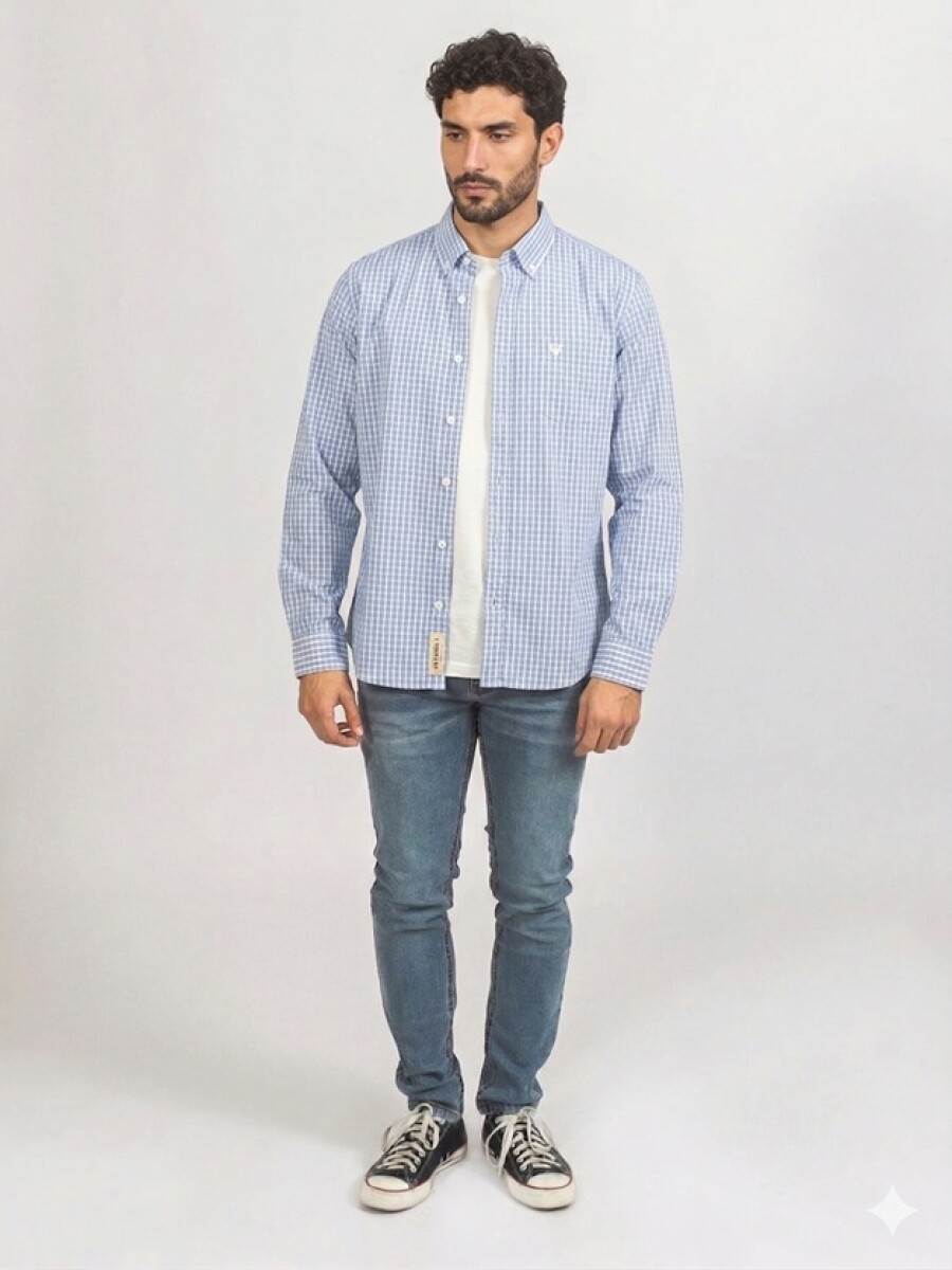 Camisa fantasia - Cuadro celeste 