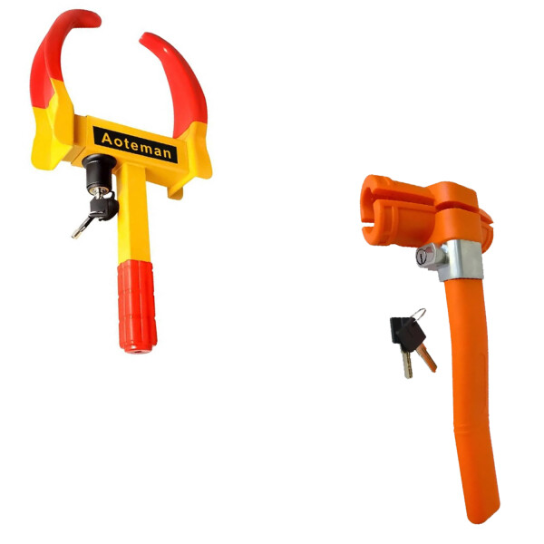 Pack Traba Para Volante Auto + Cepo Traba Rueda PK TRABA VOLANTE CQ-6004 + CEPO RUEDA