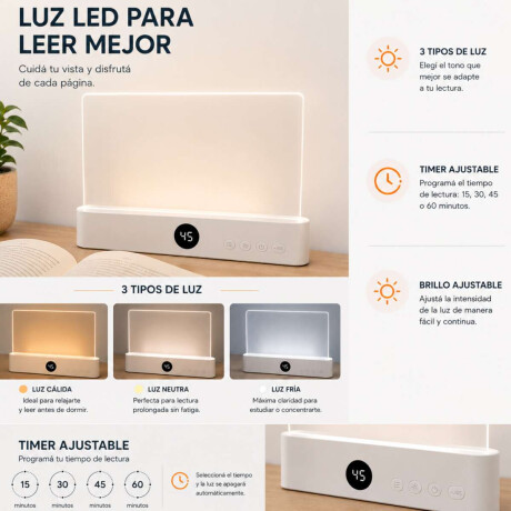 Panel lámpara LED de lectura Blanco