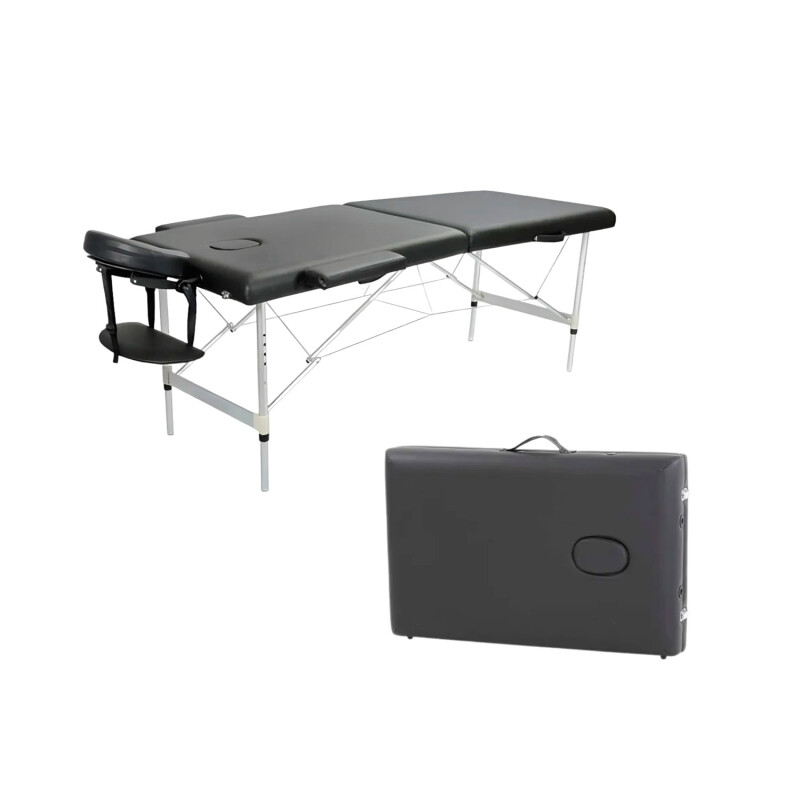 Camilla Portátil Profesional Lumax de Aluminio 185x60cm Negra
