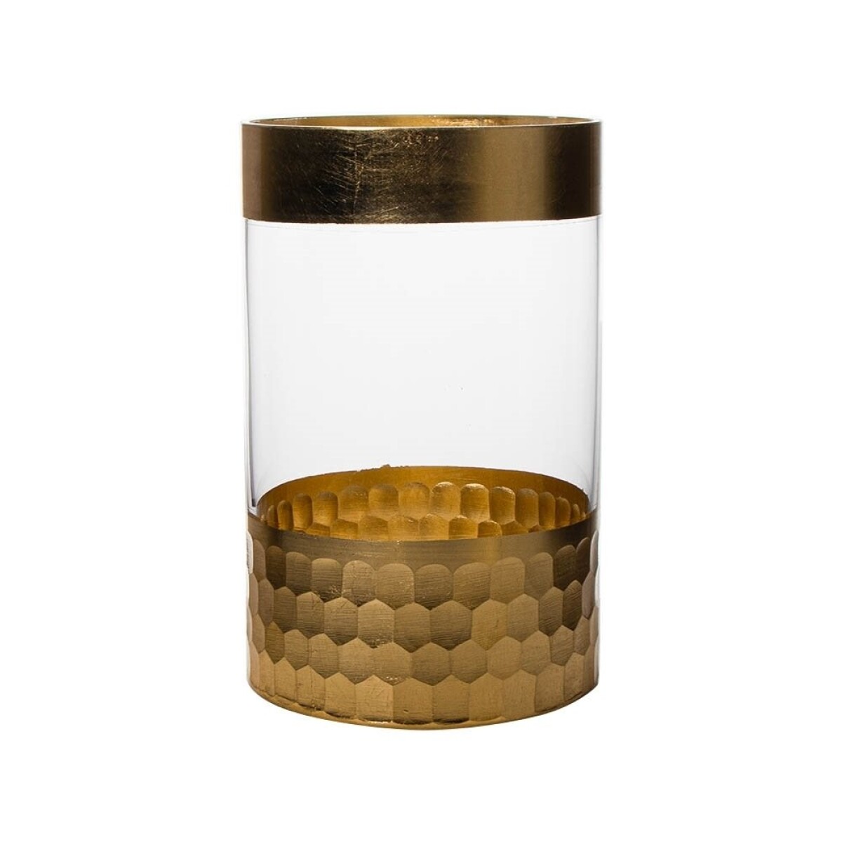 FLORERO VIDRIO TRANS. D12.5x19.5CM DORADO 