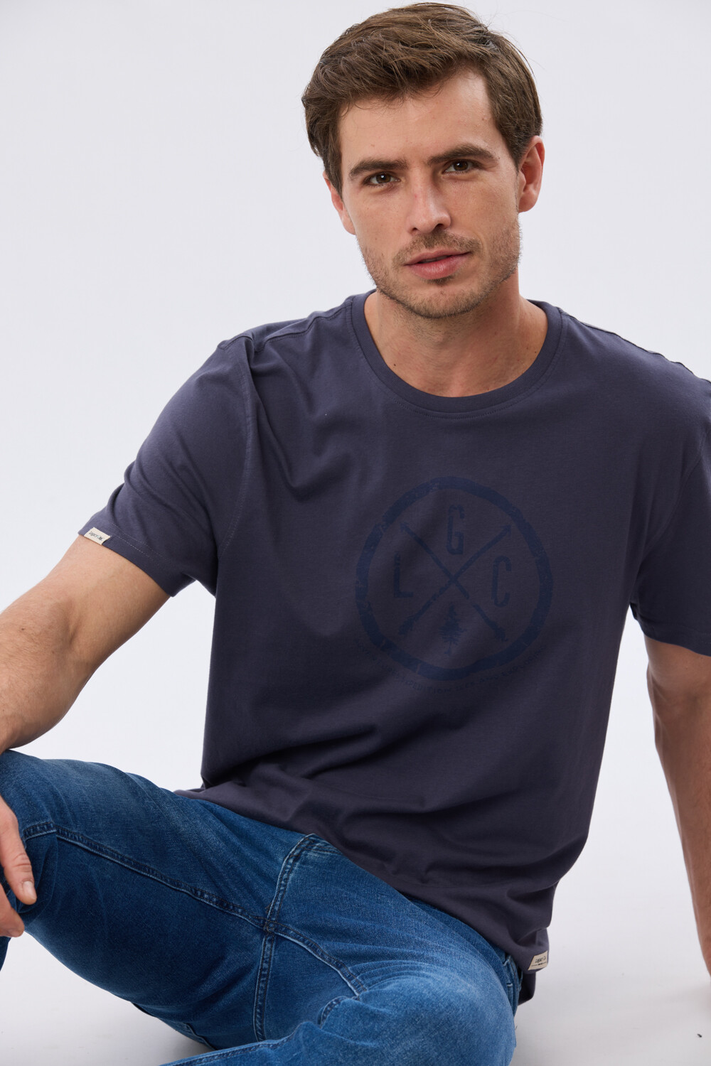 REMERA ESTAMPADA DE ALGODÓN Azul