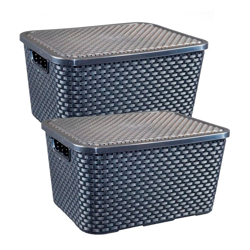 Set x2 Caja ratán 15 lts NEGRO