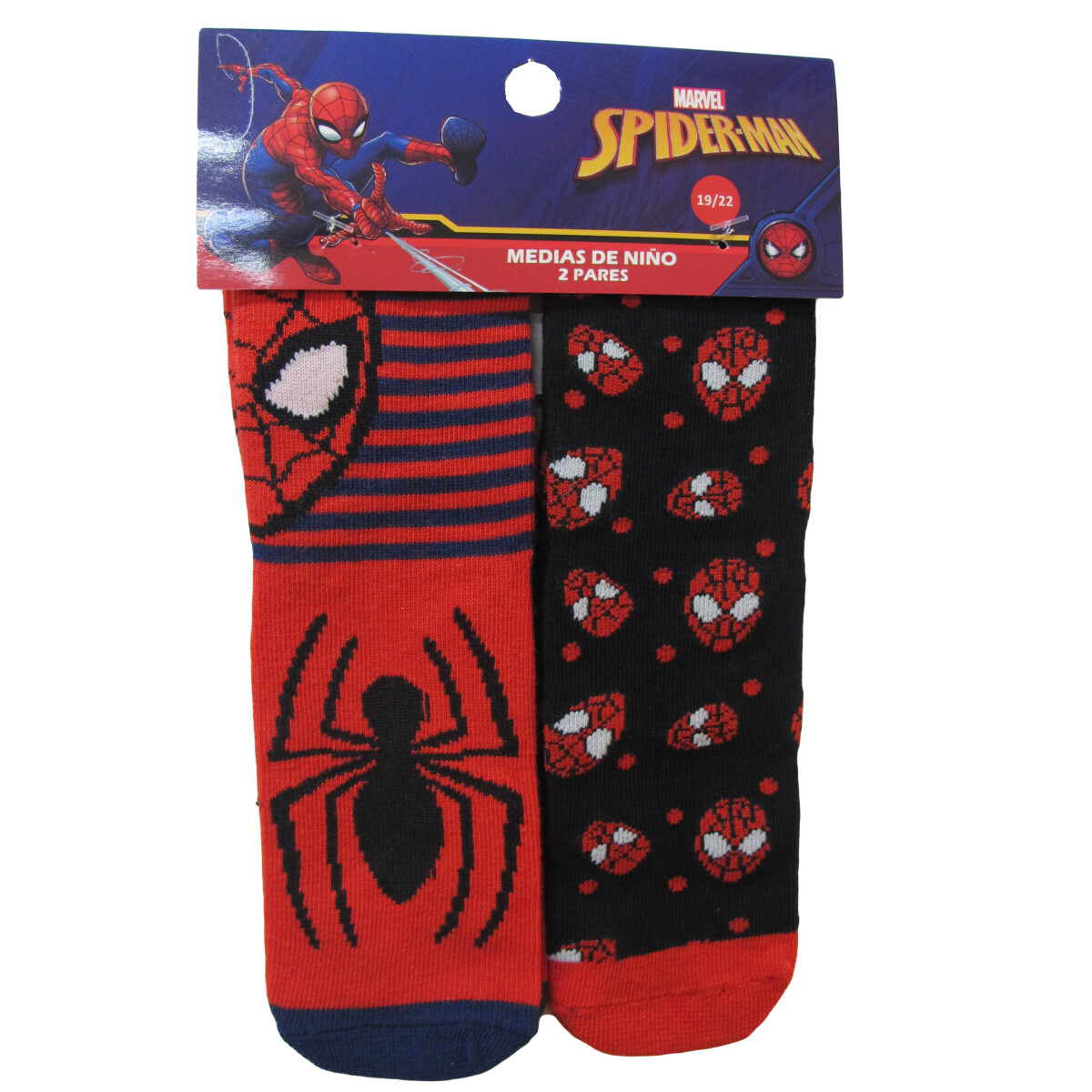 Medias x2 Spider Man Marvel - Rojo/Negro/Marino 