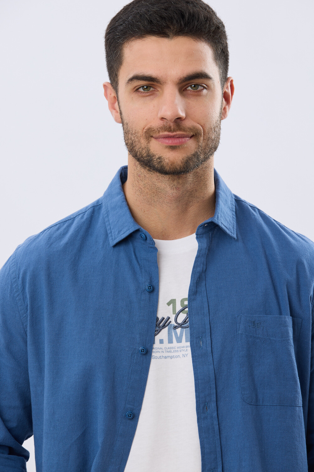 CAMISA LISA DE LINO Petroleo