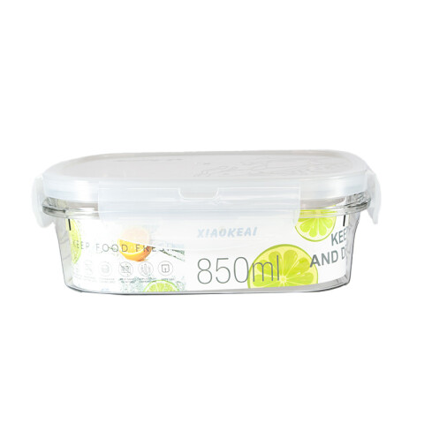 Contenedor acrílico rectangular cierre hermético 850ML Contenedor Acrílico Rectangular Cierre Hermético 850ml