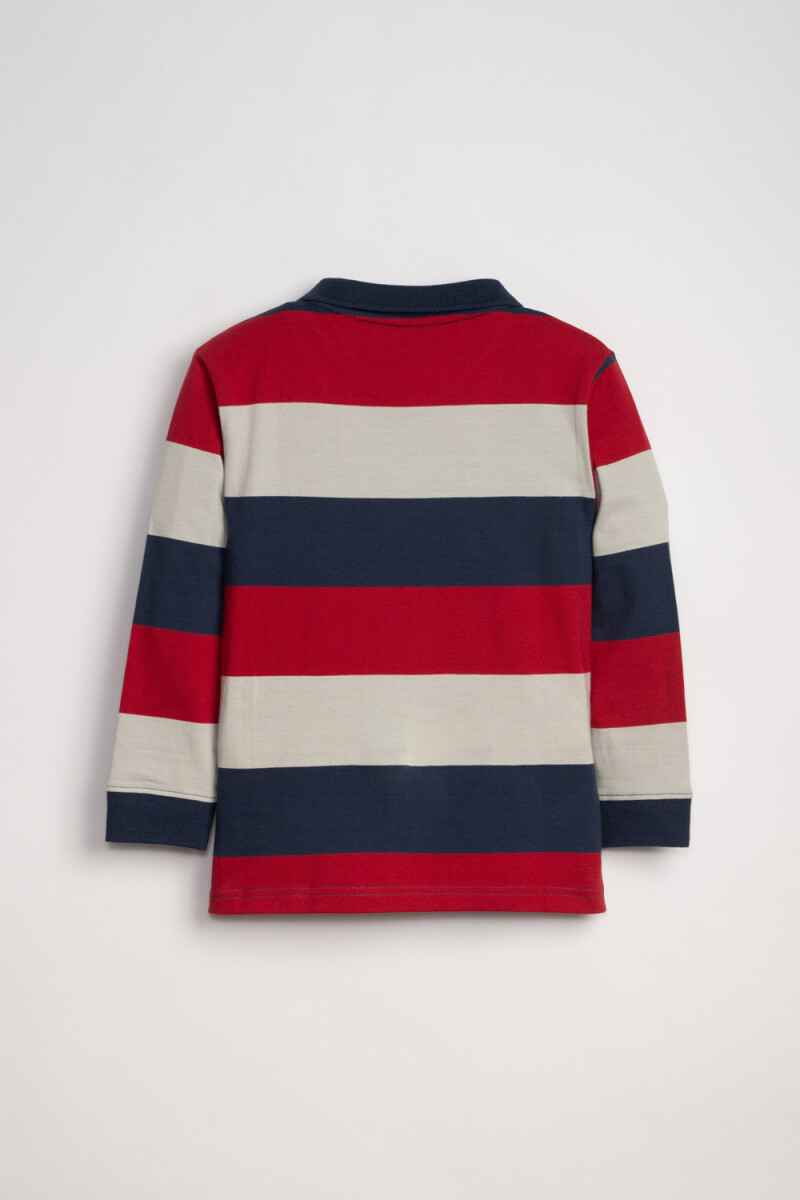 REMERA Manga larga POLO RAYAS Azul, Bordo Y Crudo